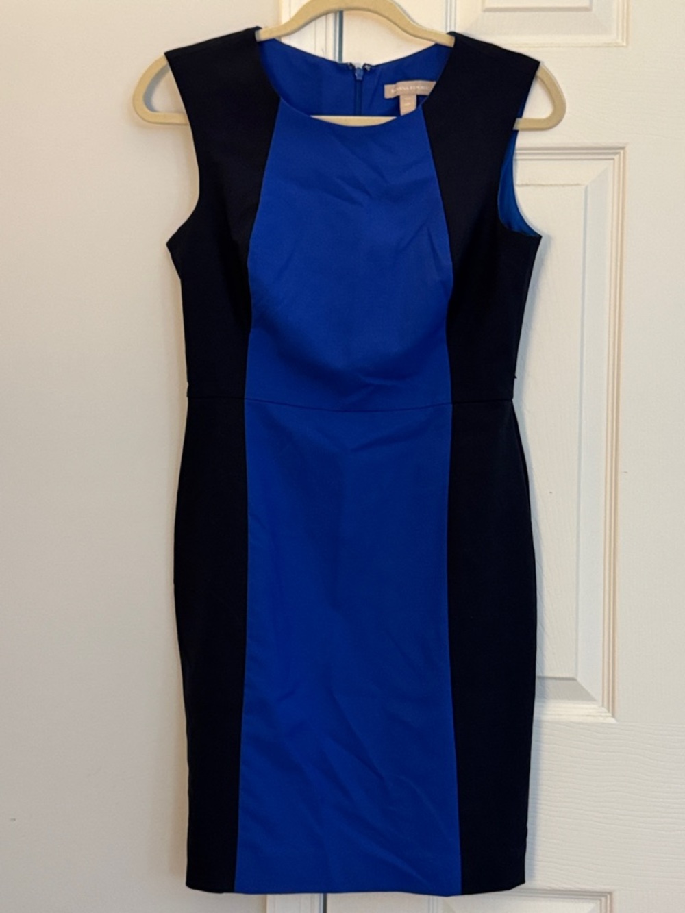 Banana Republic Blue and Black Sleeveless Colorblock Midi Dress